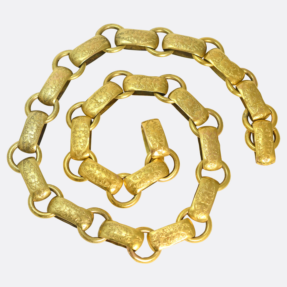 Victorian 15k Gold Book Chain Collar