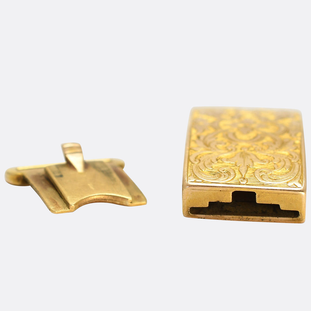 Victorian 15k Gold Chased Bracelet Clasp