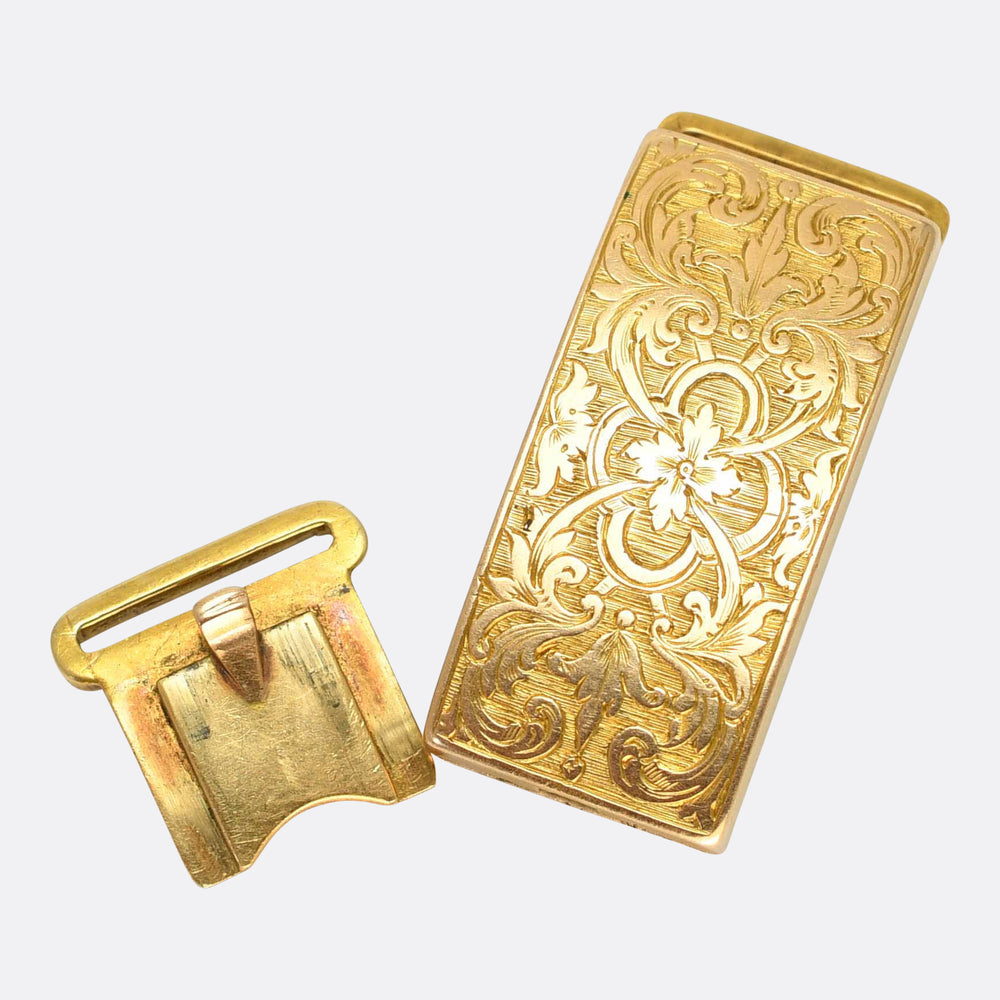 Victorian 15k Gold Chased Bracelet Clasp