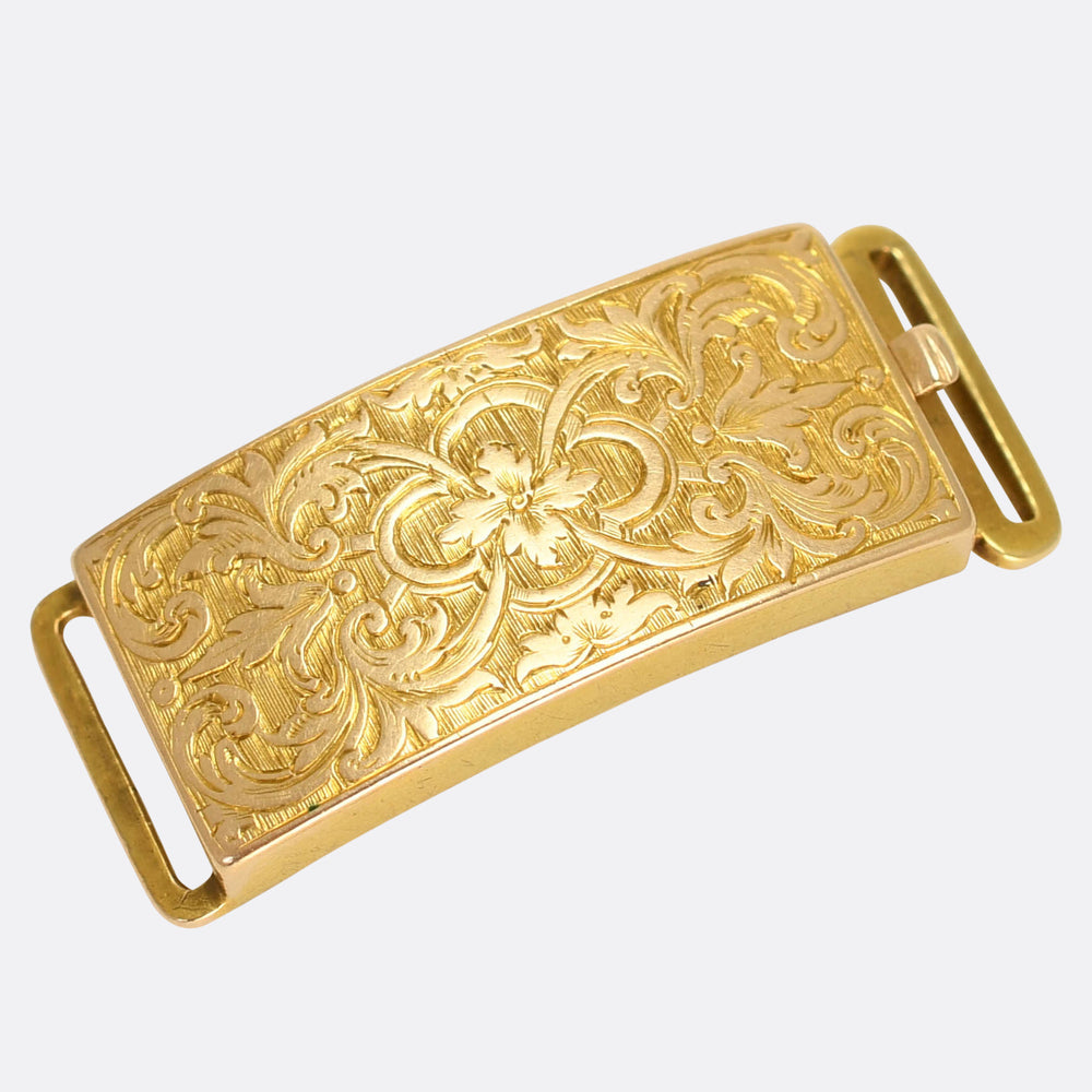 Victorian 15k Gold Chased Bracelet Clasp