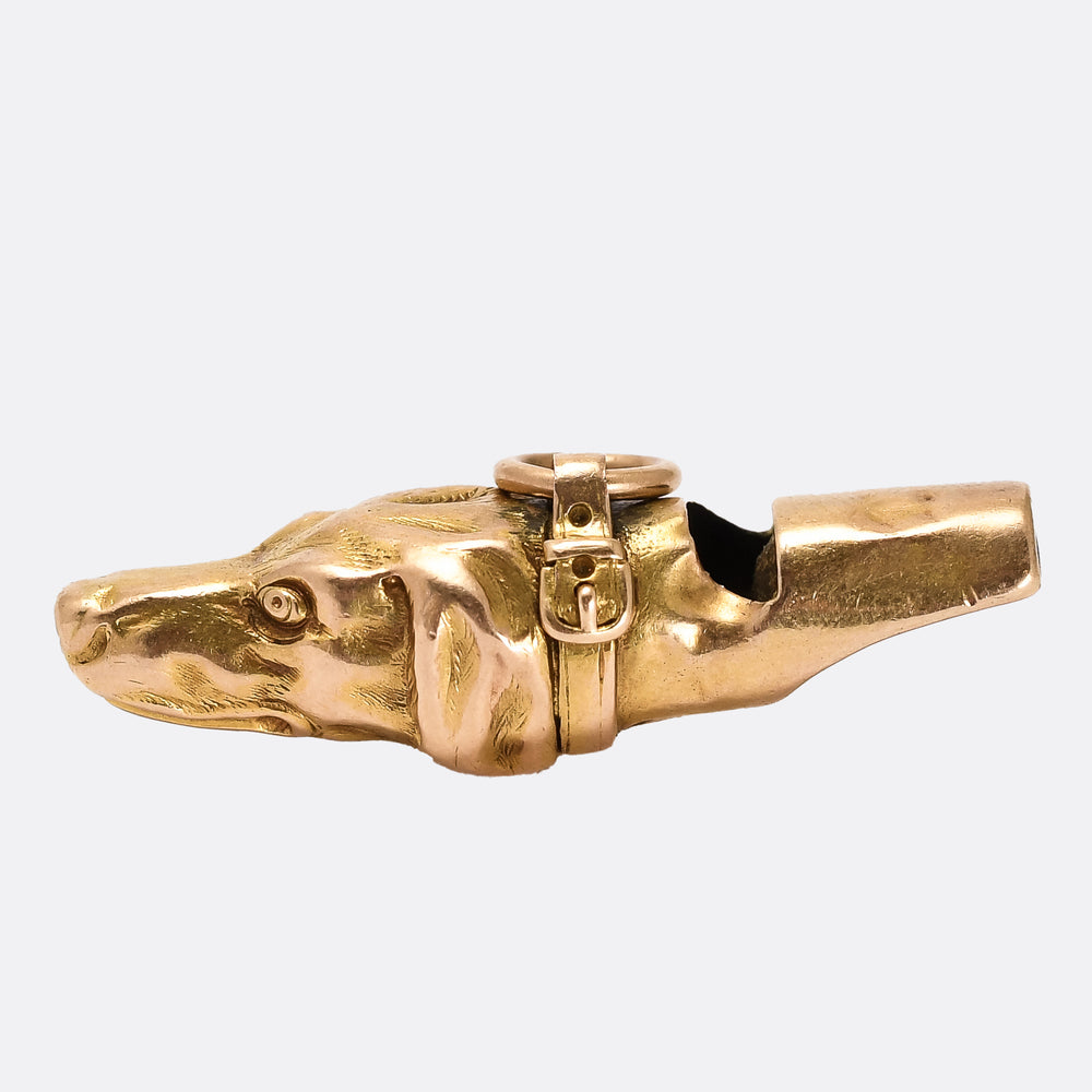 Victorian 15k Gold Dog Whistle Pendant