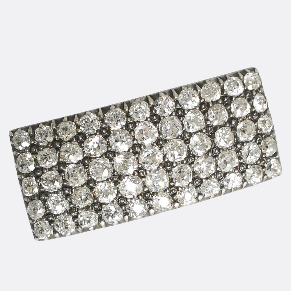 Victorian 2.2ct Old Cut Diamond Panel Brooch