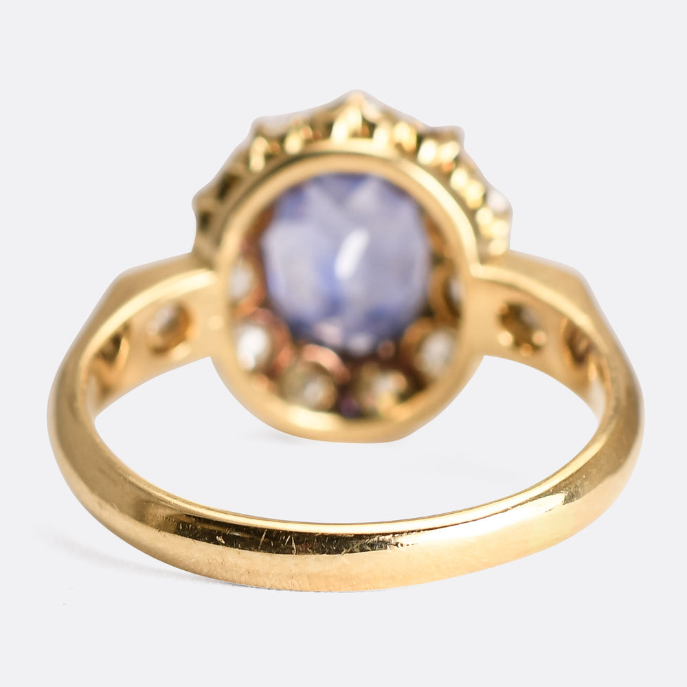Victorian 2.57ct Ceylon Sapphire & Diamond Engagement Ring