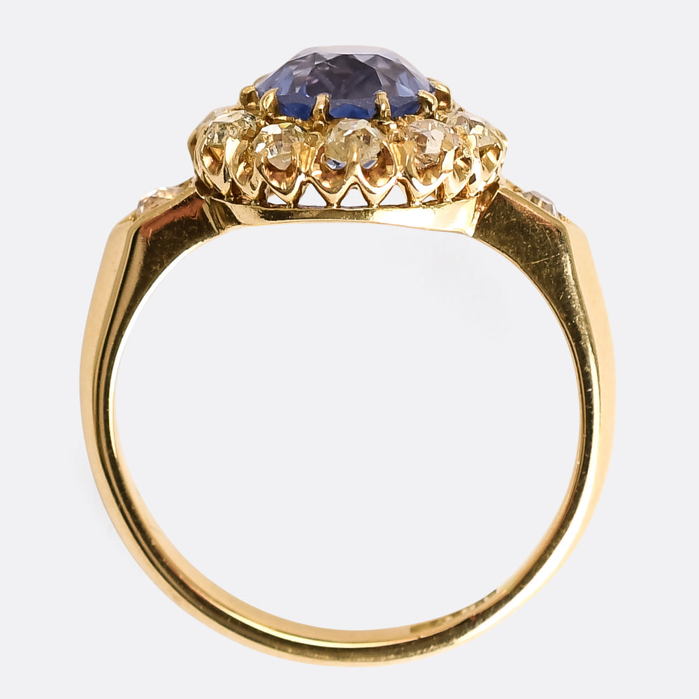Victorian 2.57ct Ceylon Sapphire & Diamond Engagement Ring