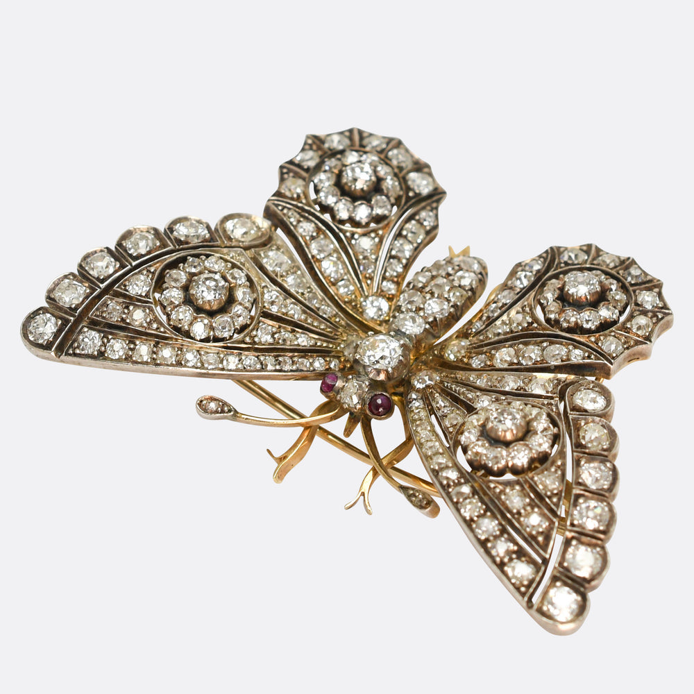 Victorian 3.9ct Diamond Butterfly Brooch
