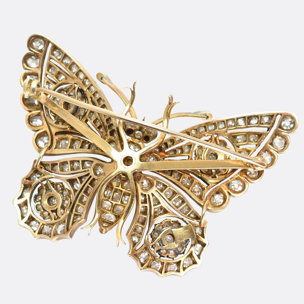 Victorian 3.9ct Diamond Butterfly Brooch