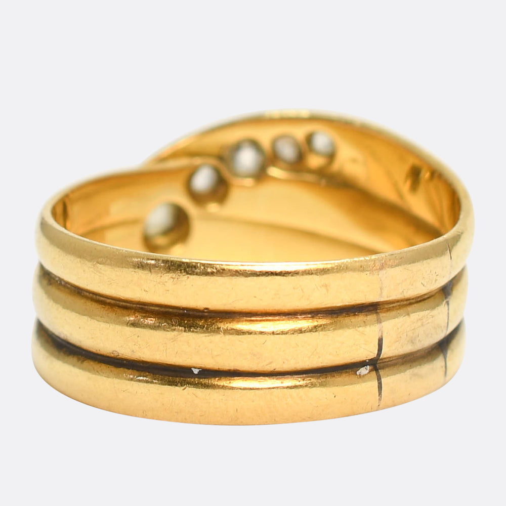 Victorian 5-Stone Diamond Coiled Snake Ring