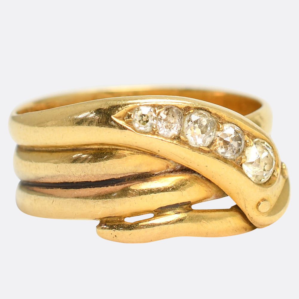 Victorian 5-Stone Diamond Coiled Snake Ring
