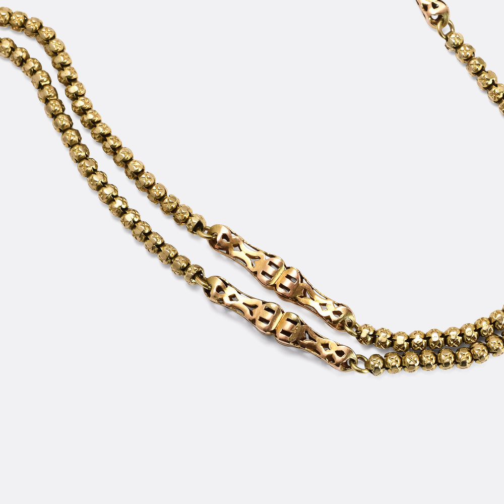 Victorian 9k Gold Box-Link Long Guard Chain, 61