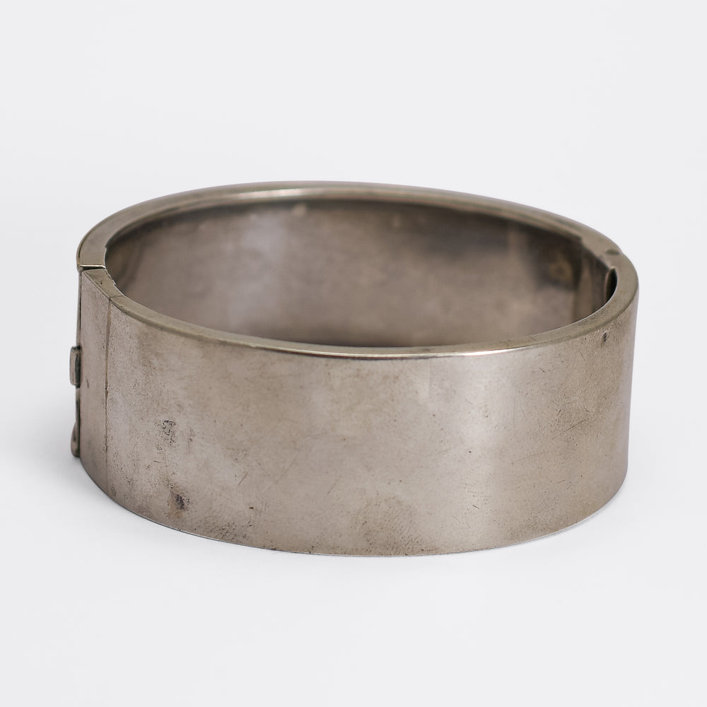 Victorian Aesthetic Movement Silver Cuff Bangle