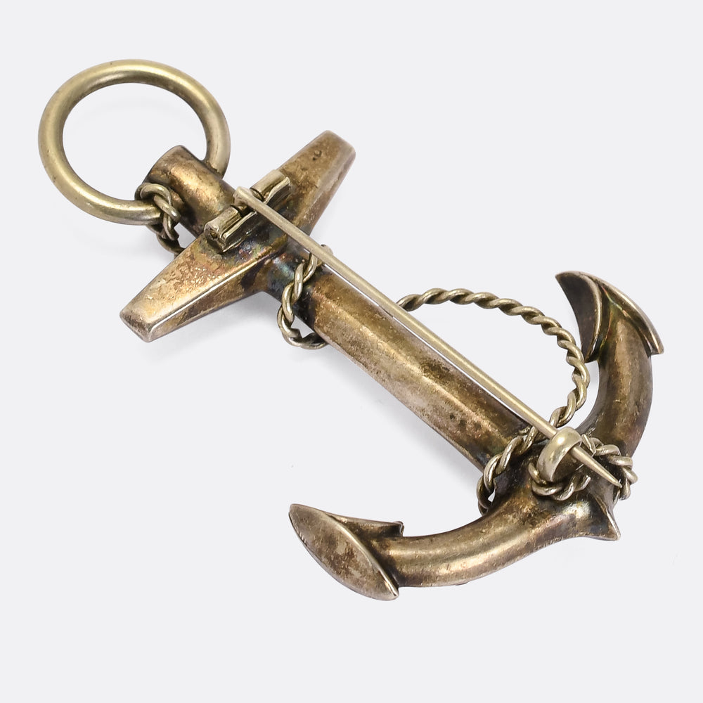 Victorian Agate Anchor Brooch
