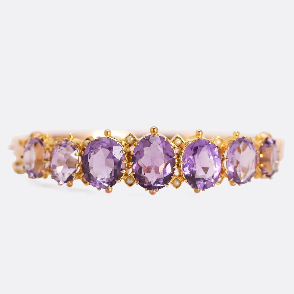 Victorian Amethyst & Pearl Bangle