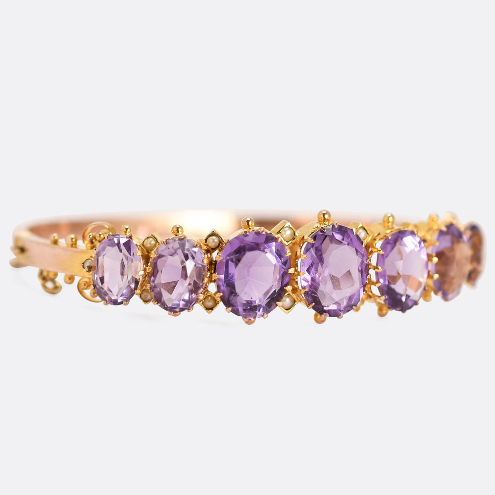 Victorian Amethyst & Pearl Bangle