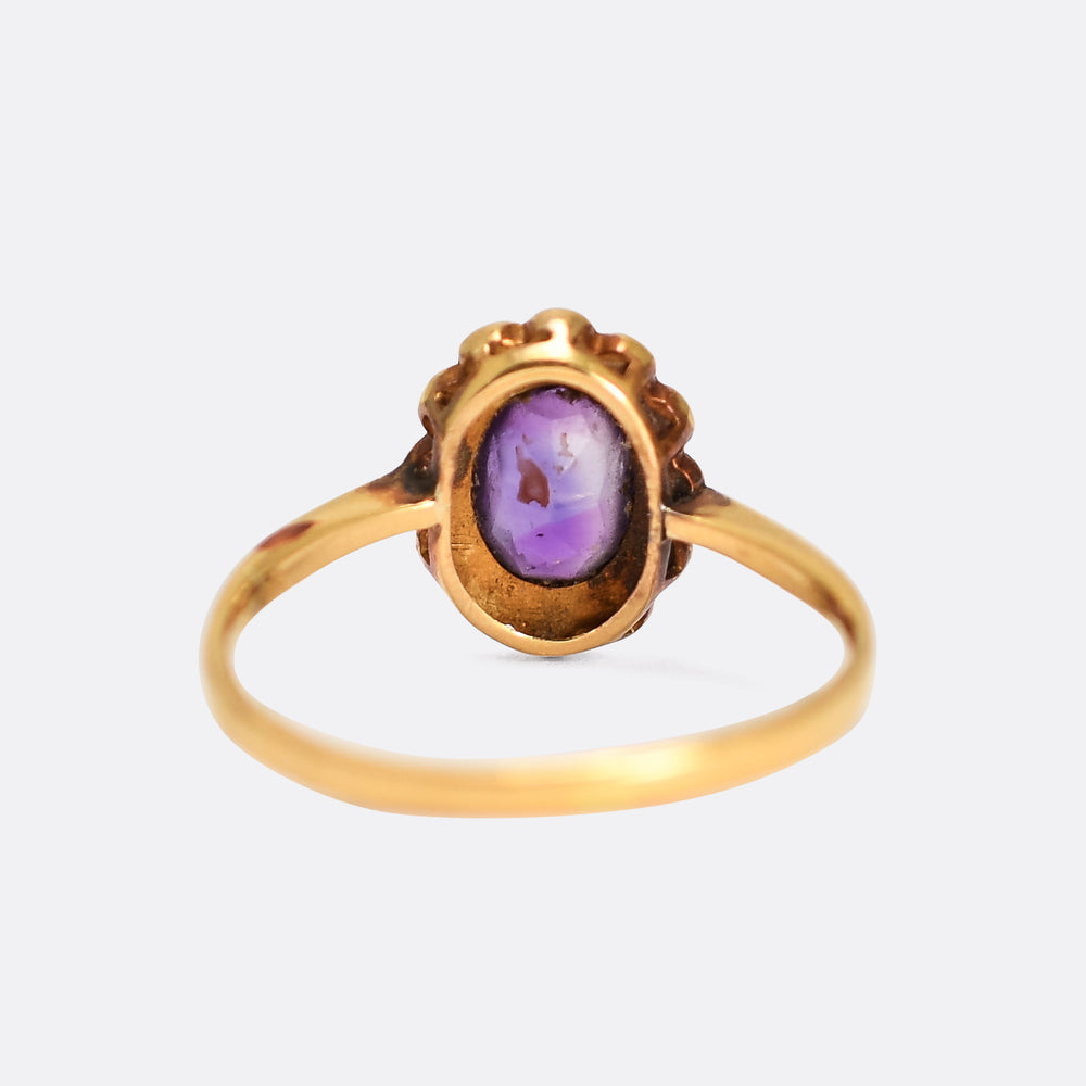Victorian Amethyst & Pearl Cluster Ring