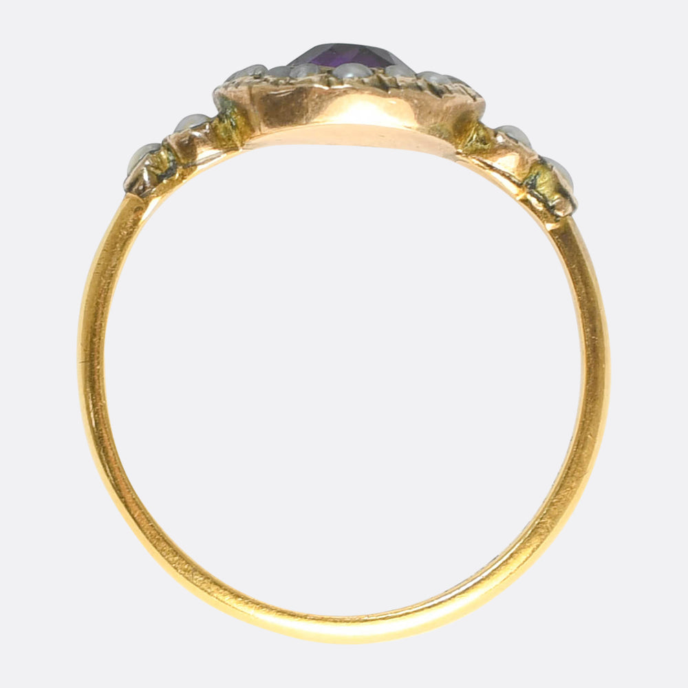 Victorian Amethyst & Pearl Cluster Ring