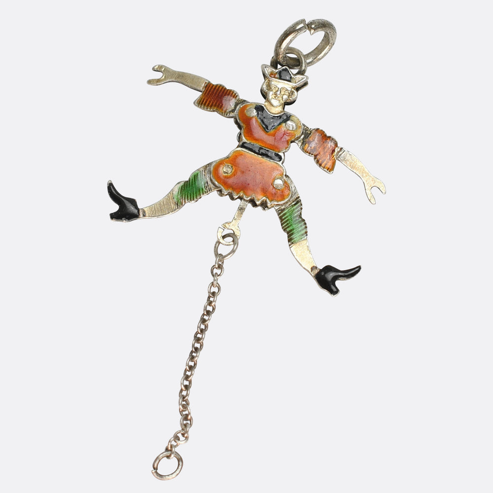 Victorian Articulated Enamel Jester Charm