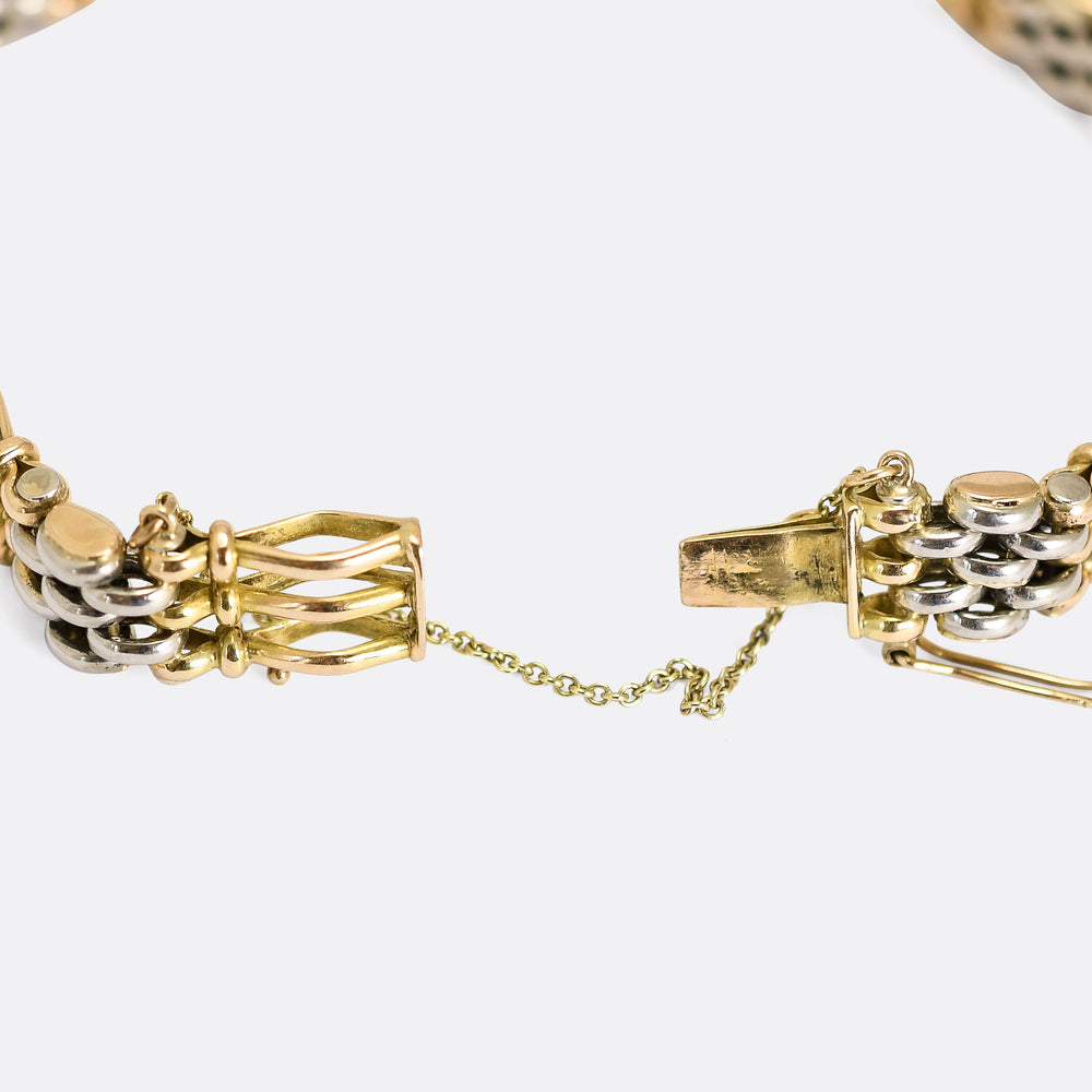 Victorian Bi-Metal 15k Gold & Platinum Gate-Link Bracelet