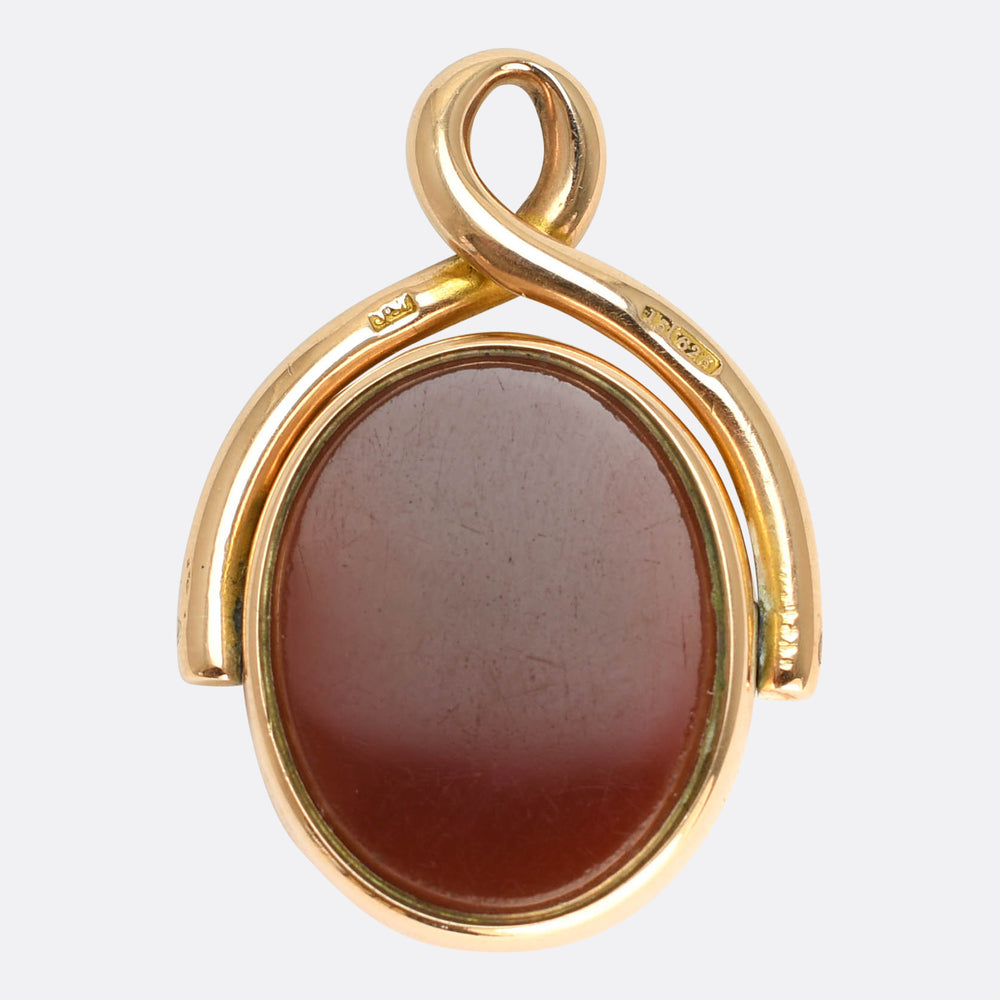 Victorian Bloodstone & Carnelian Agate Spinner Pendant