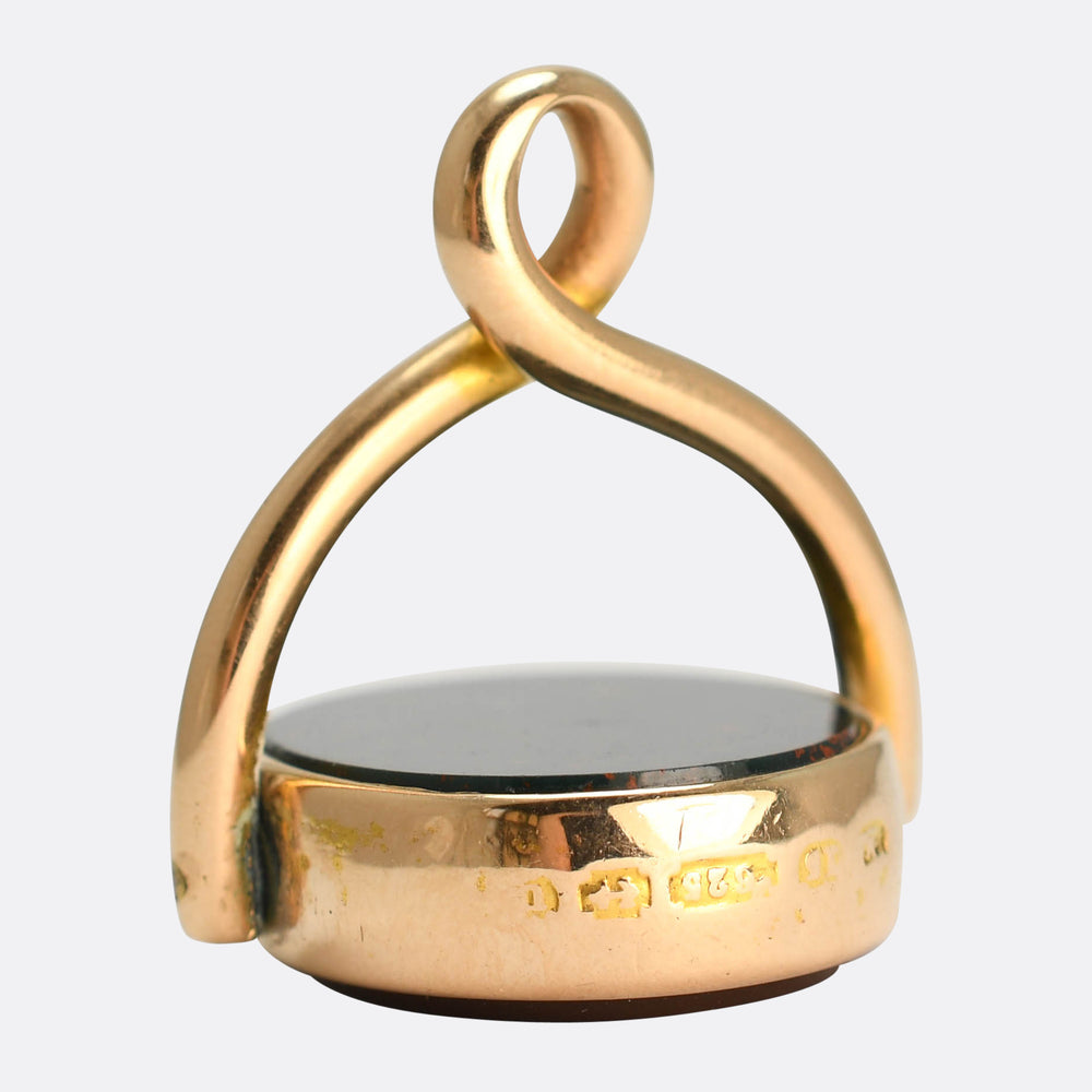 Victorian Bloodstone & Carnelian Agate Spinner Pendant