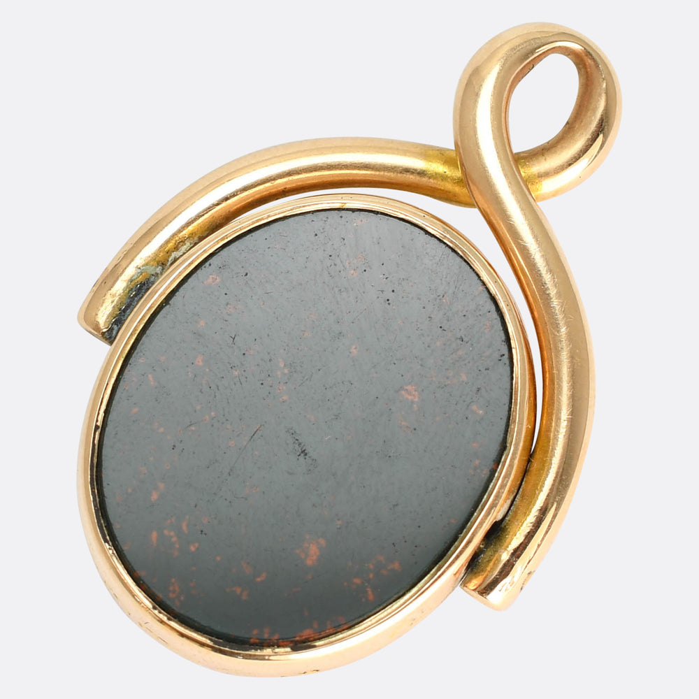 Victorian Bloodstone & Carnelian Agate Spinner Pendant