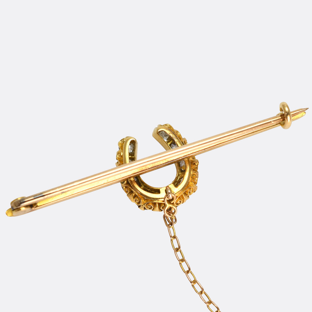 Victorian Boxed Diamond Horseshoe Bar Brooch
