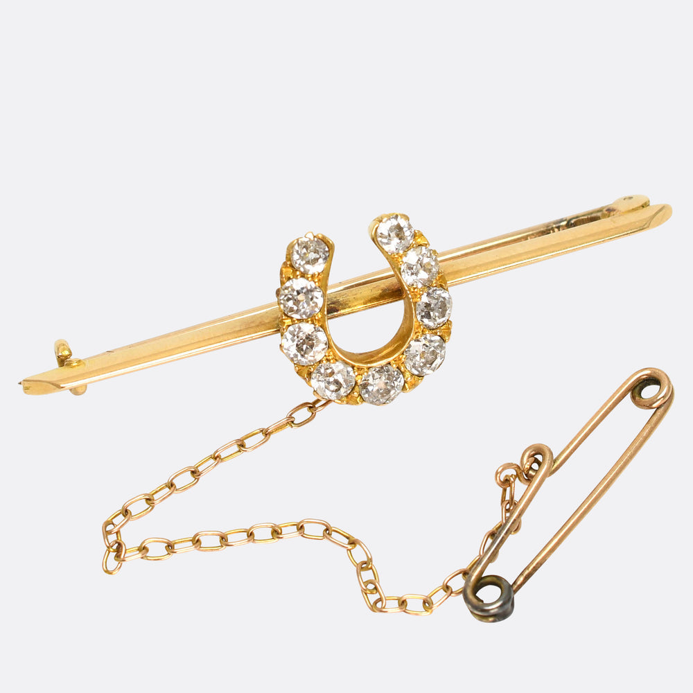 Victorian Boxed Diamond Horseshoe Bar Brooch