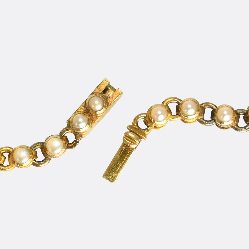 Victorian Boxed Natural Pearl Flower Necklace