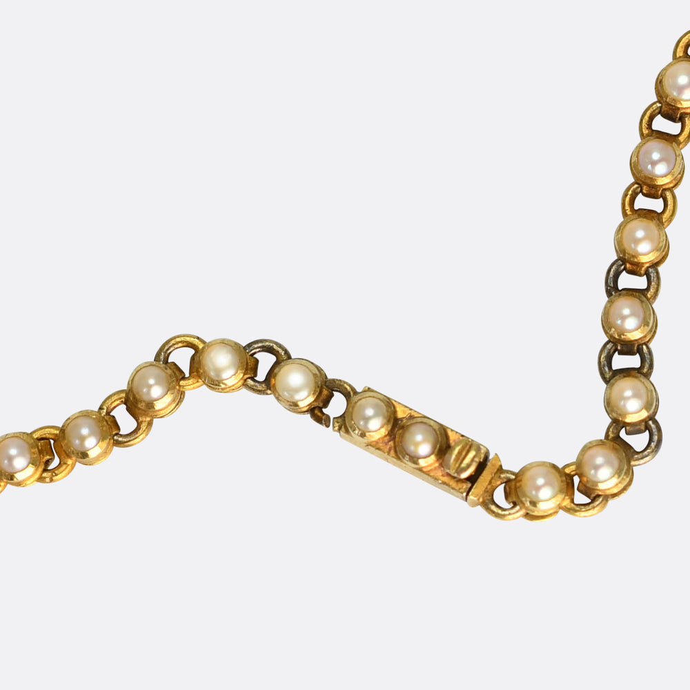 Victorian Boxed Natural Pearl Flower Necklace