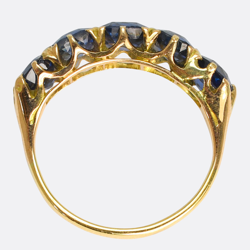 Victorian Burma Sapphire 5-Stone Half Hoop Ring
