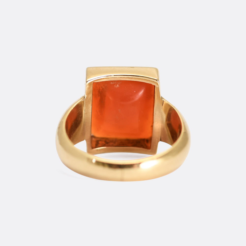 Victorian Carnelian Lion Crest Signet Ring