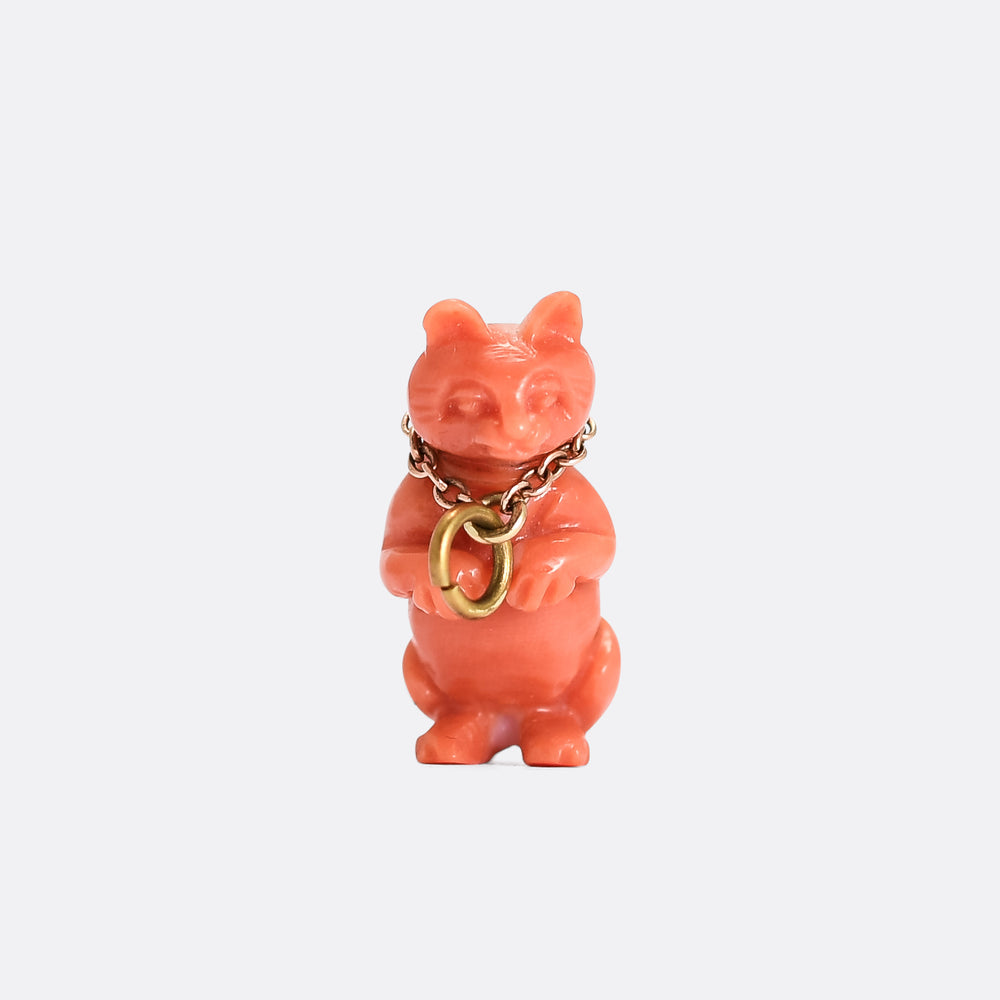 Victorian Coral Cat Charm