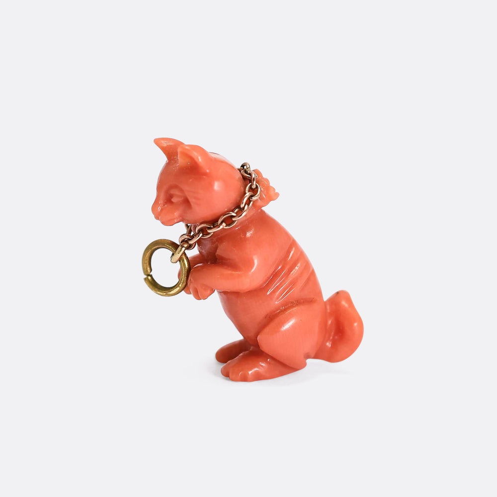 Victorian Coral Cat Charm