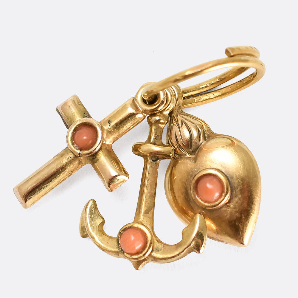Victorian Coral Hope, Faith & Charity Charms