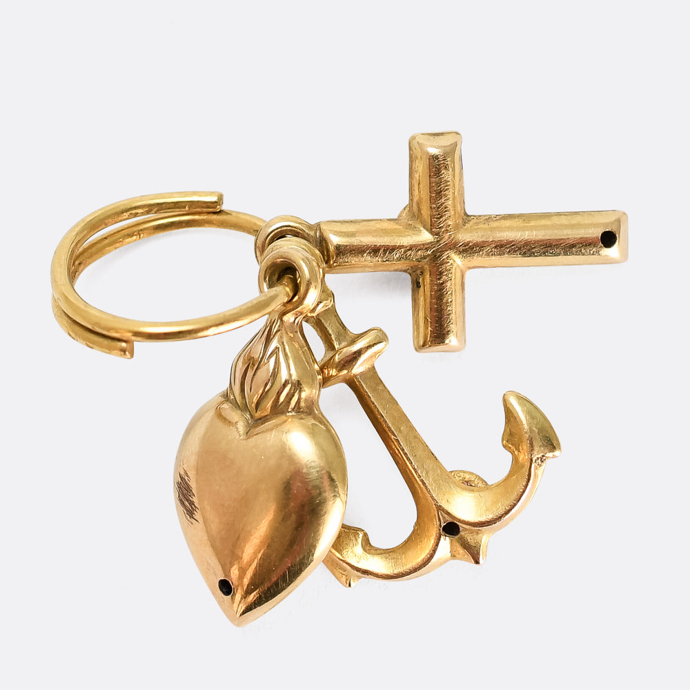 Victorian Coral Hope, Faith & Charity Charms