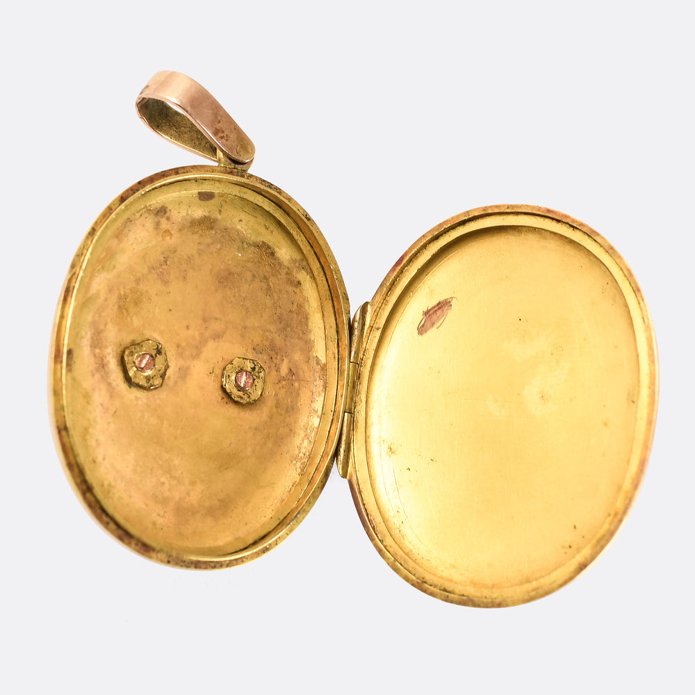 Victorian Coral & Pearl Double Horseshoe Locket
