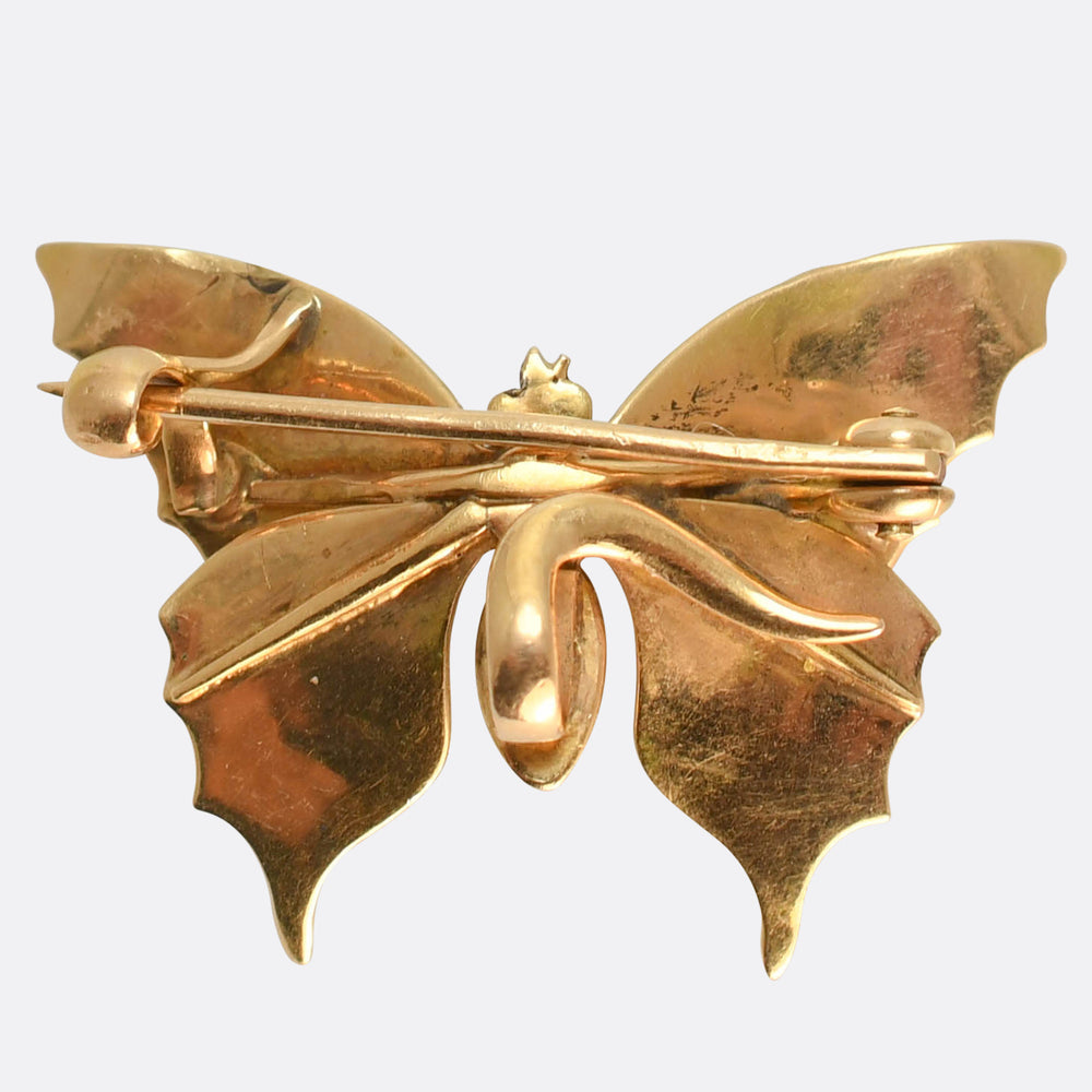 Victorian Demantoid Garnet Butterfly Brooch