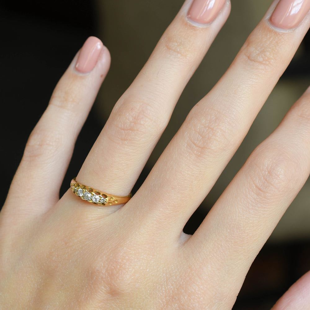 Victorian Diamond 5-Stone Boat Ring