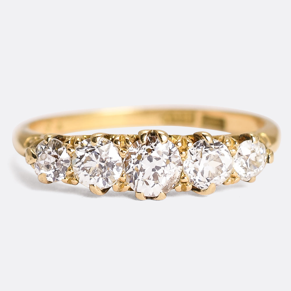 Victorian Diamond 5-Stone Half Hoop Ring