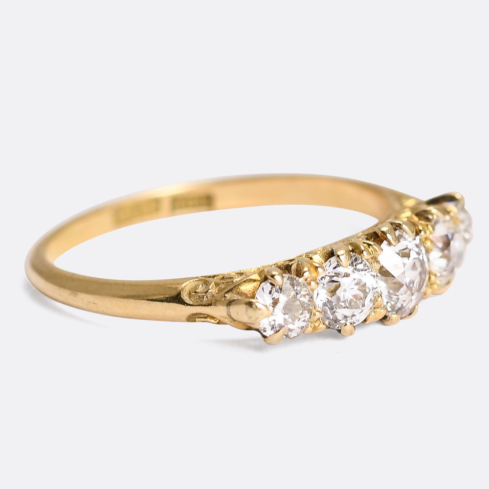 Victorian Diamond 5-Stone Half Hoop Ring