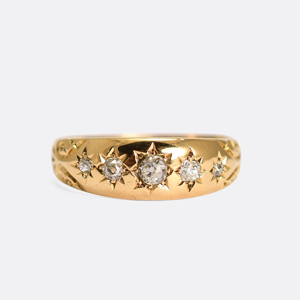 Victorian Diamond 5-Stone Star Gypsy Ring