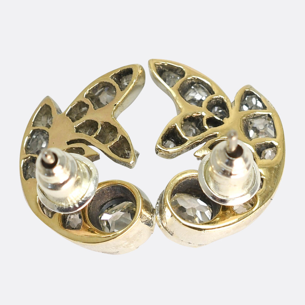 Victorian Diamond Cornucopia Earrings