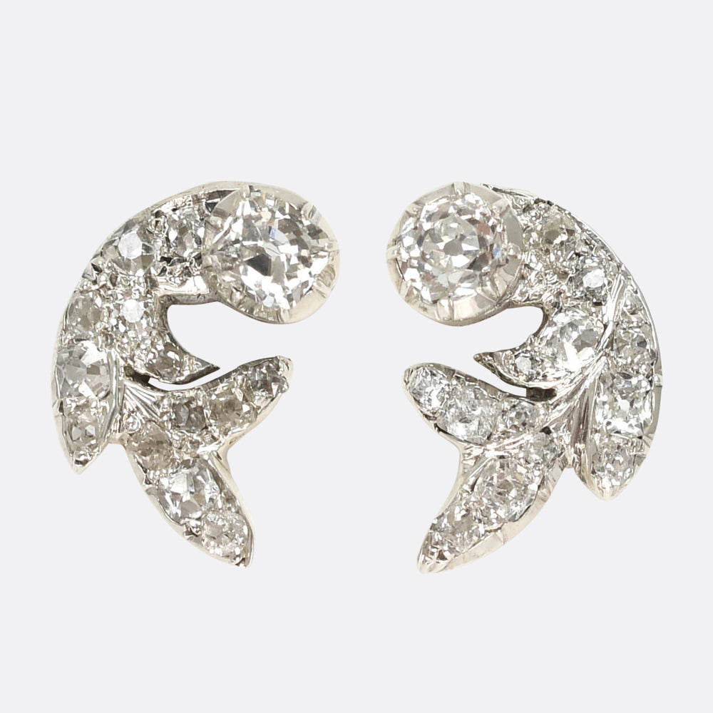 Victorian Diamond Cornucopia Earrings