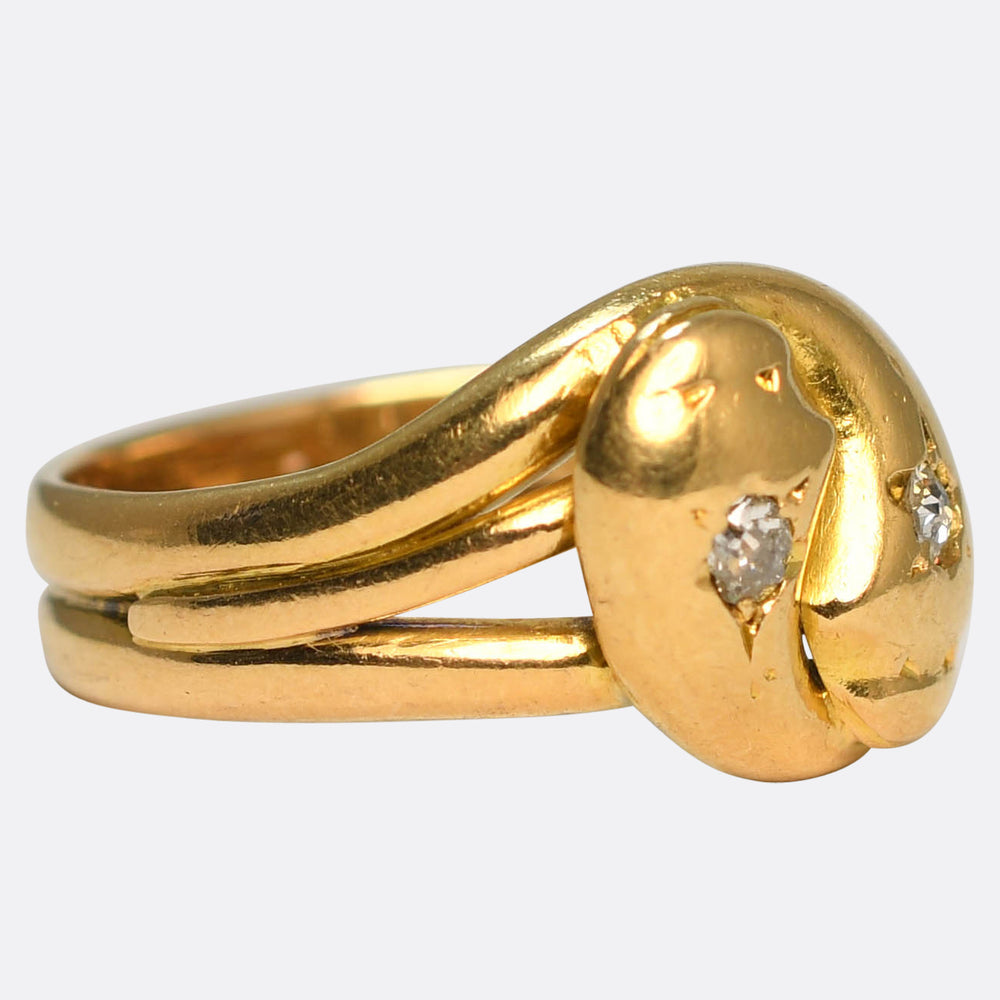 Victorian Diamond Double Snake Ring