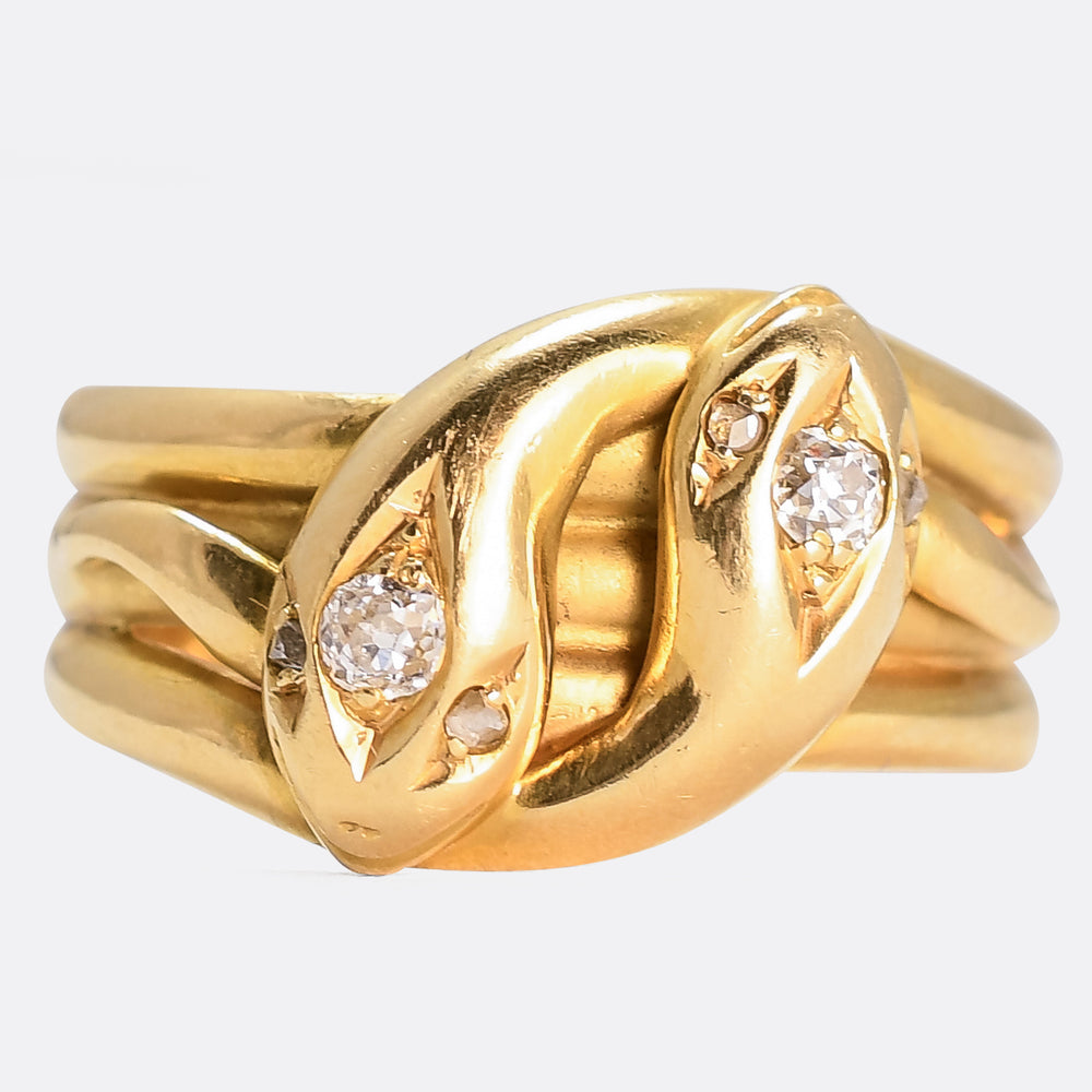 Victorian Diamond Double Snake Ring