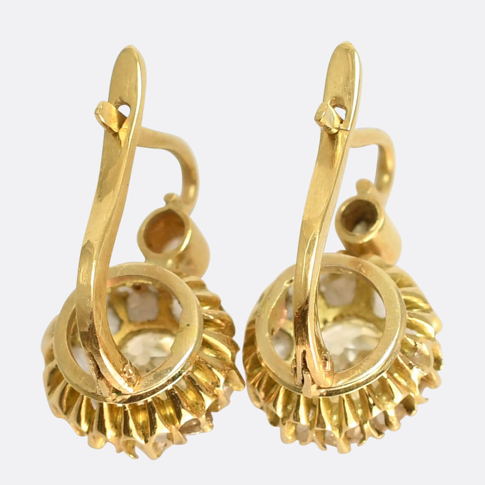Victorian Diamond Flower Cluster Earrings