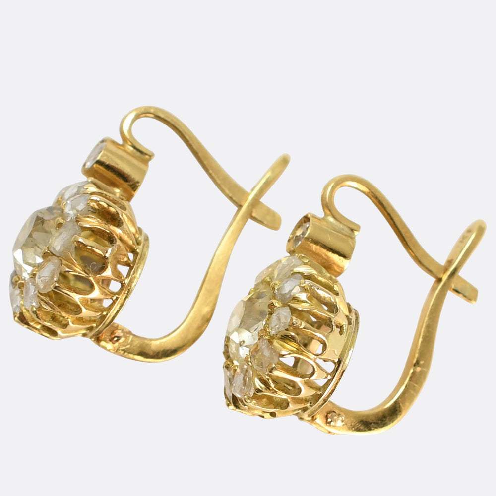 Victorian Diamond Flower Cluster Earrings