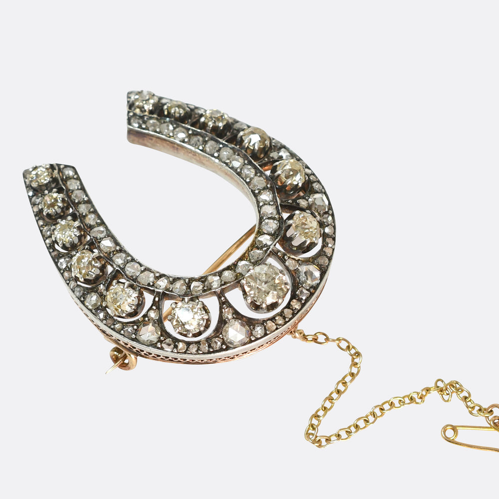 Victorian Diamond Lucky Horseshoe Brooch