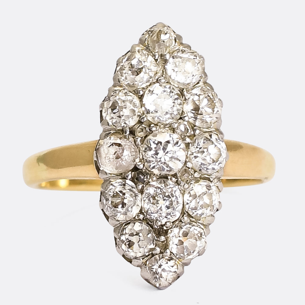 Victorian Diamond Marquise Cluster Ring