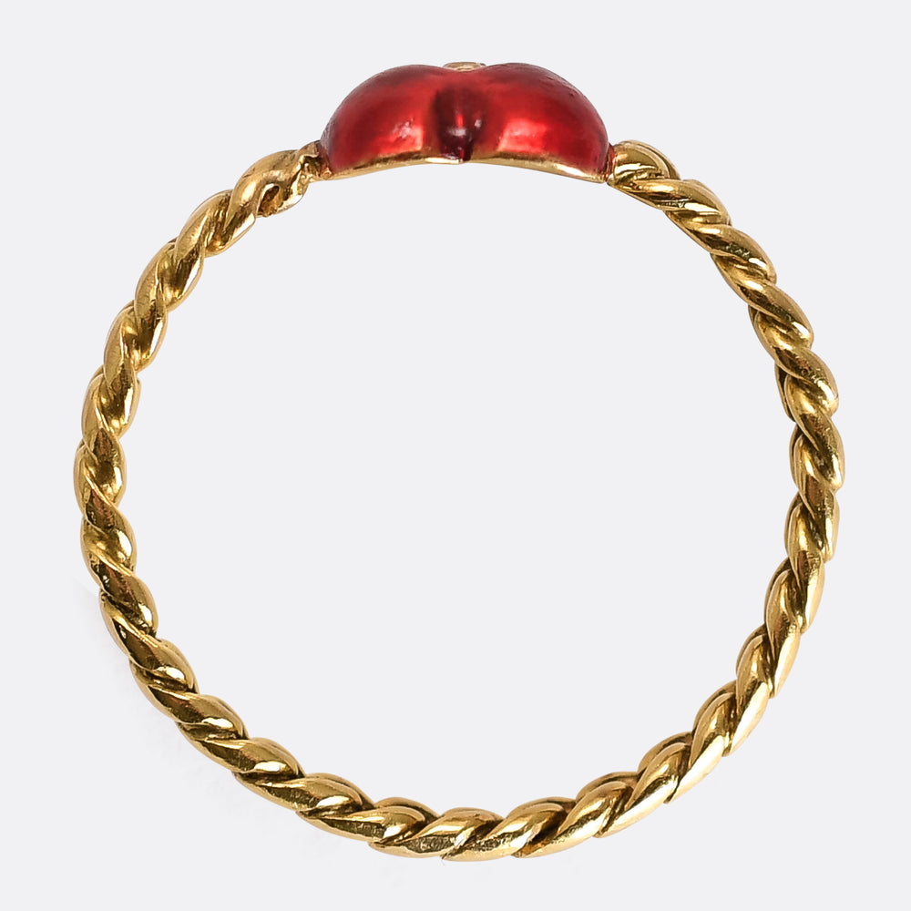 Victorian Diamond & Enamel Heart Ring