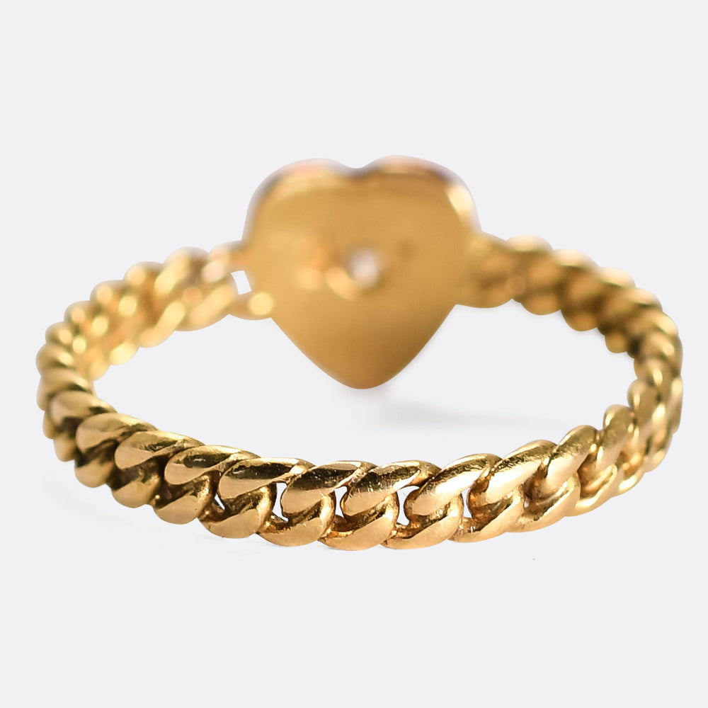 Victorian Diamond & Enamel Heart Ring